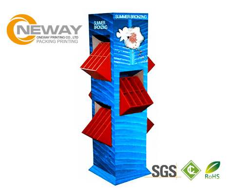 Cardboard Pop Up Display Stands ,  Floor Standing Pos Cardboard Display Stand With 5Shelves Screen printing