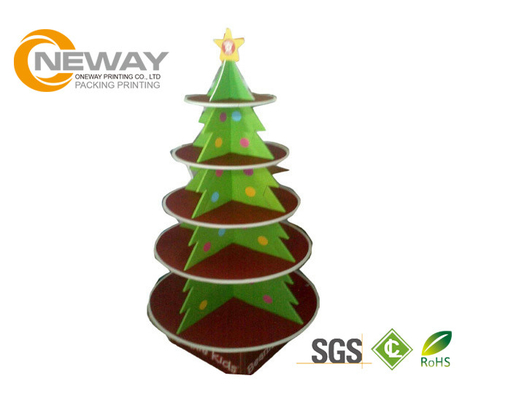 Christmas Tree Point Cardboard Pop Up Display Stands For Tabletop T-Shirt