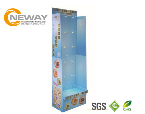 Customized Corrugated Cardboard Display Stands , Cardboard Floor Displays With hook
