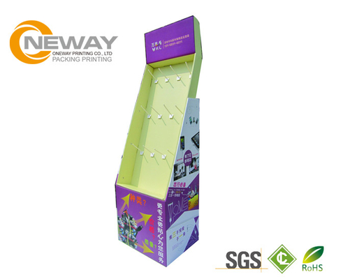 Customized Corrugated Cardboard Display Stands , Cardboard Floor Displays With hook