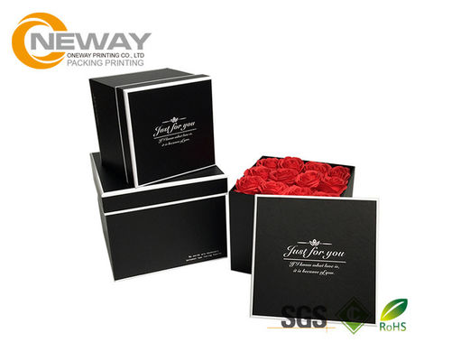 Flower Gift Box Hand Mand Popular Rectangle Flower Paper Box With Black Hat Shape