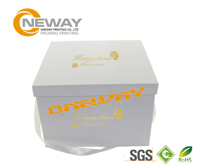 Tuck Top White Corrugated Flower Paper Box For New Year'S Gift
