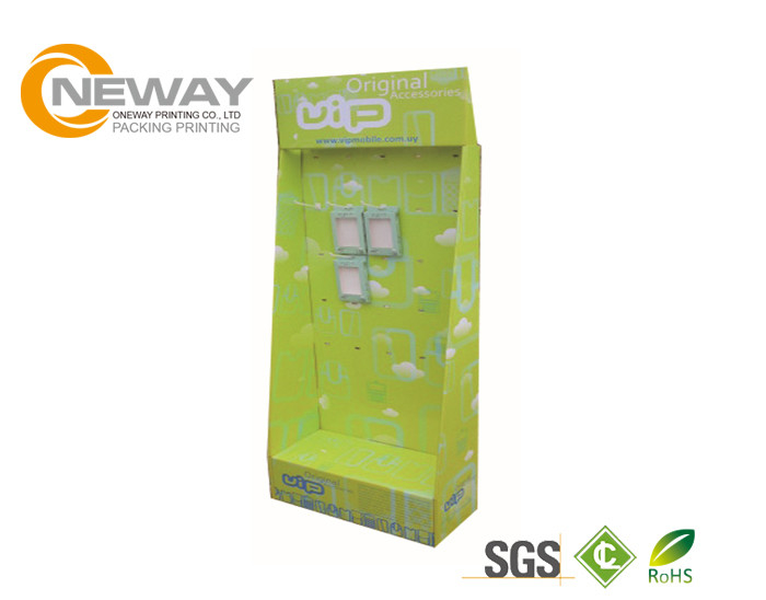 Customized Corrugated Cardboard Display Stands , Cardboard Floor Displays With hook